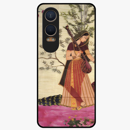 Lady With Veena Art Glass Case for 1+Nord CE 4 Lite elegant front view featuring classical musical inspired artwork