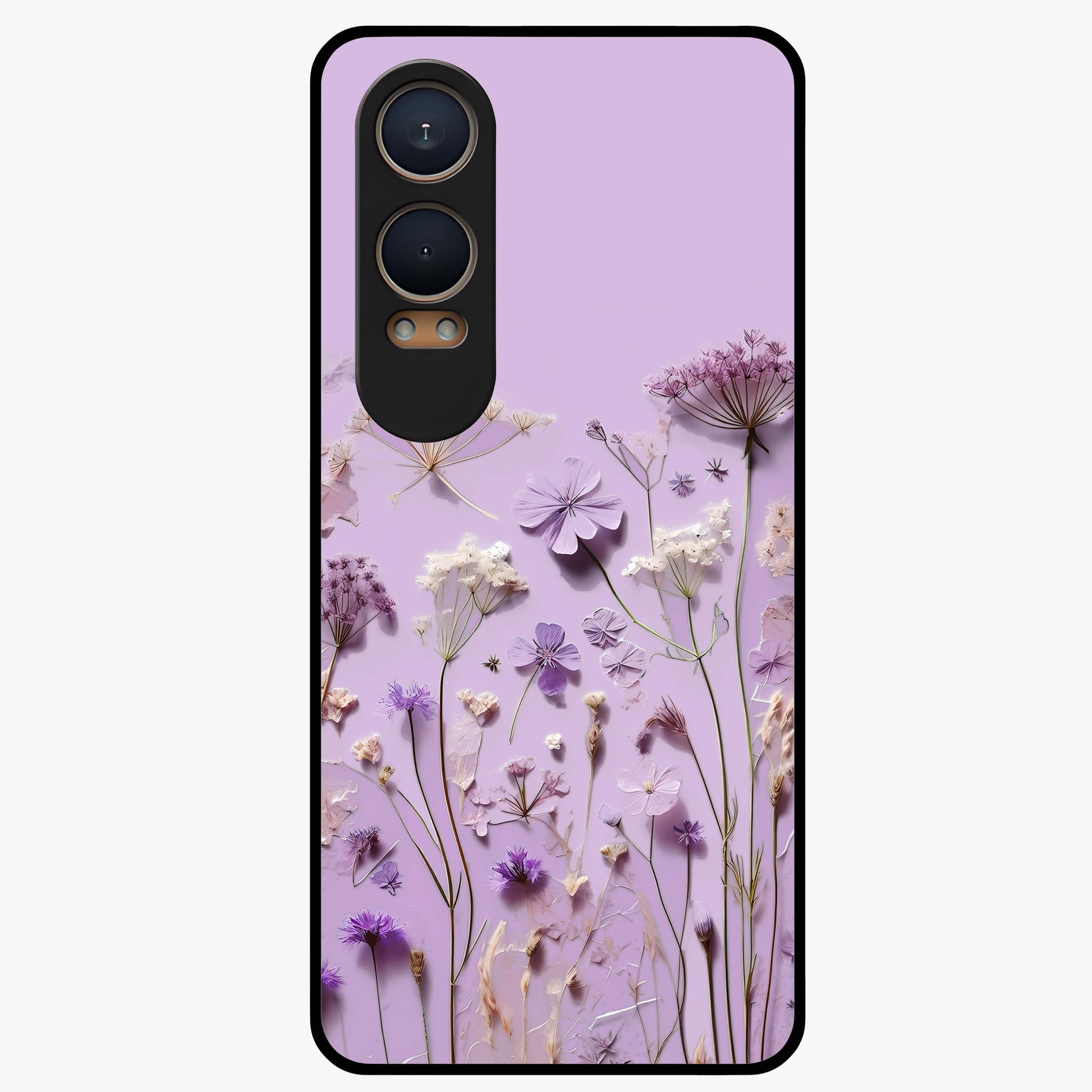 Lavender Blossom Dream Glass Case for 1+Nord CE 4 Lite soft front view featuring delicate lavender floral artwork