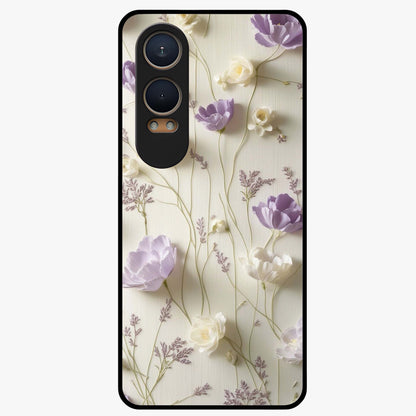 Lilac Breeze Harmony Glass Case for 1+Nord CE 4 Lite soft front view featuring gentle lilac inspired artwork