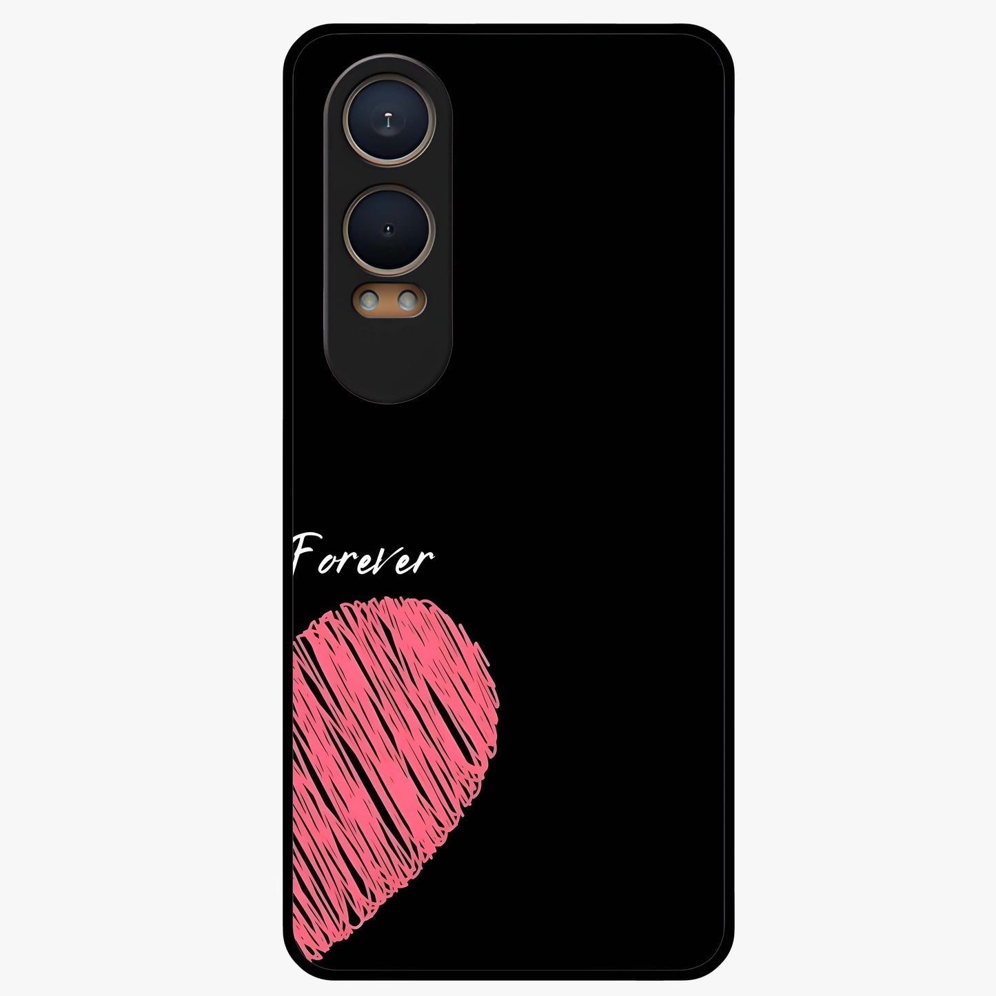 Love Forever Together Right Glass Case for 1+Nord CE 4 Lite romantic front view featuring complementary couple artwork