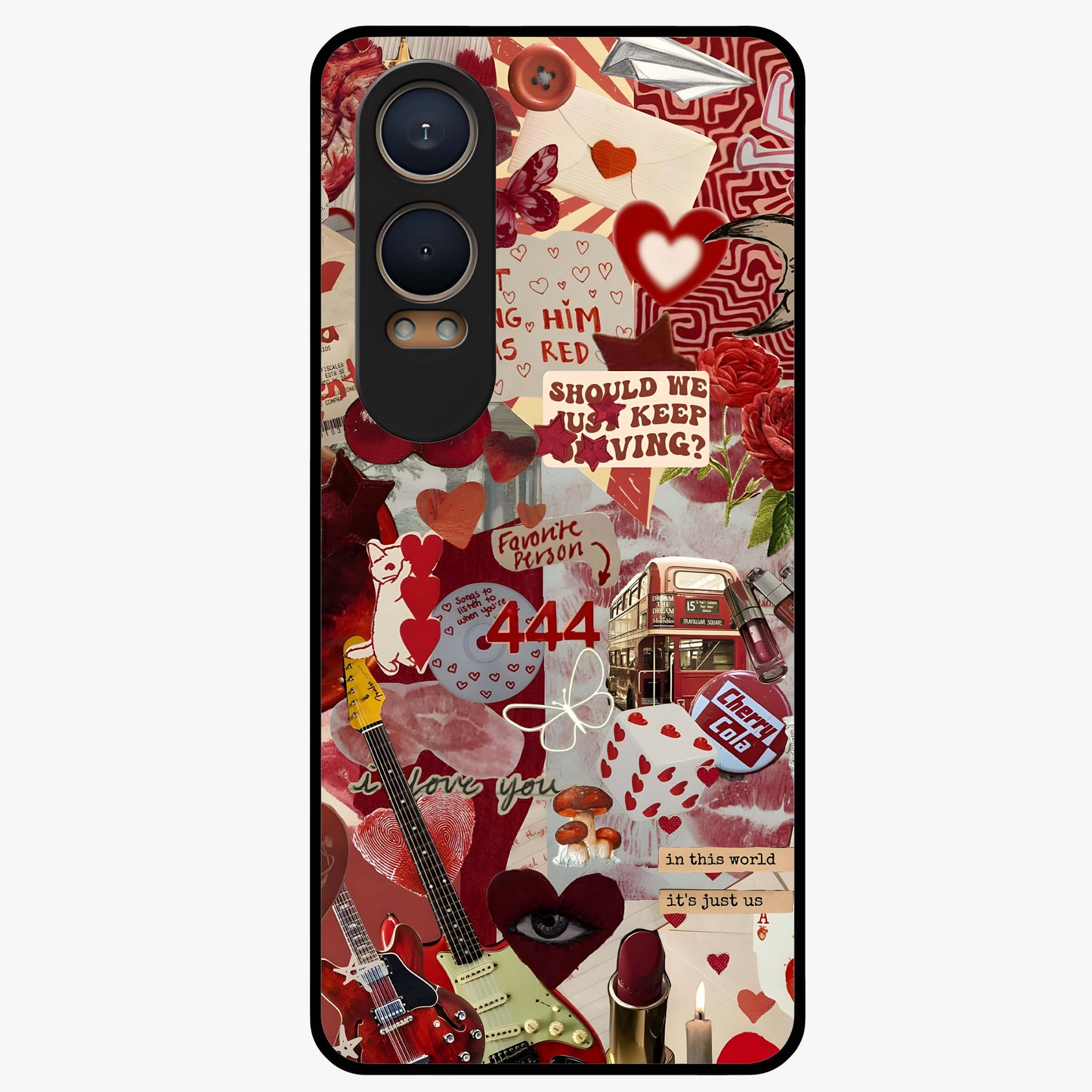 Lover’S Red Chaos Glass Case for 1+Nord CE 4 Lite bold front view featuring intense red artistic artwork