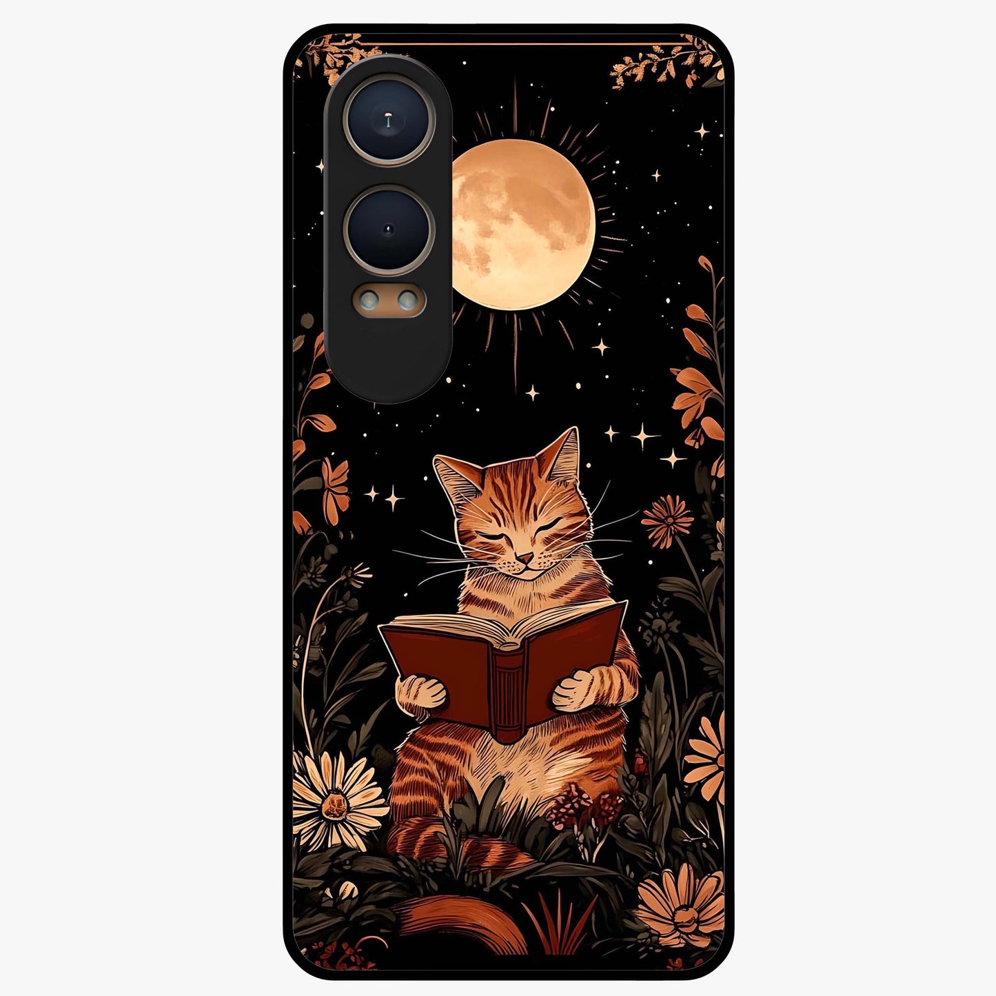 Magical Cat Chronicle Glass Case for 1+Nord CE 4 Lite stylish front view featuring bold modern artistic artwork
