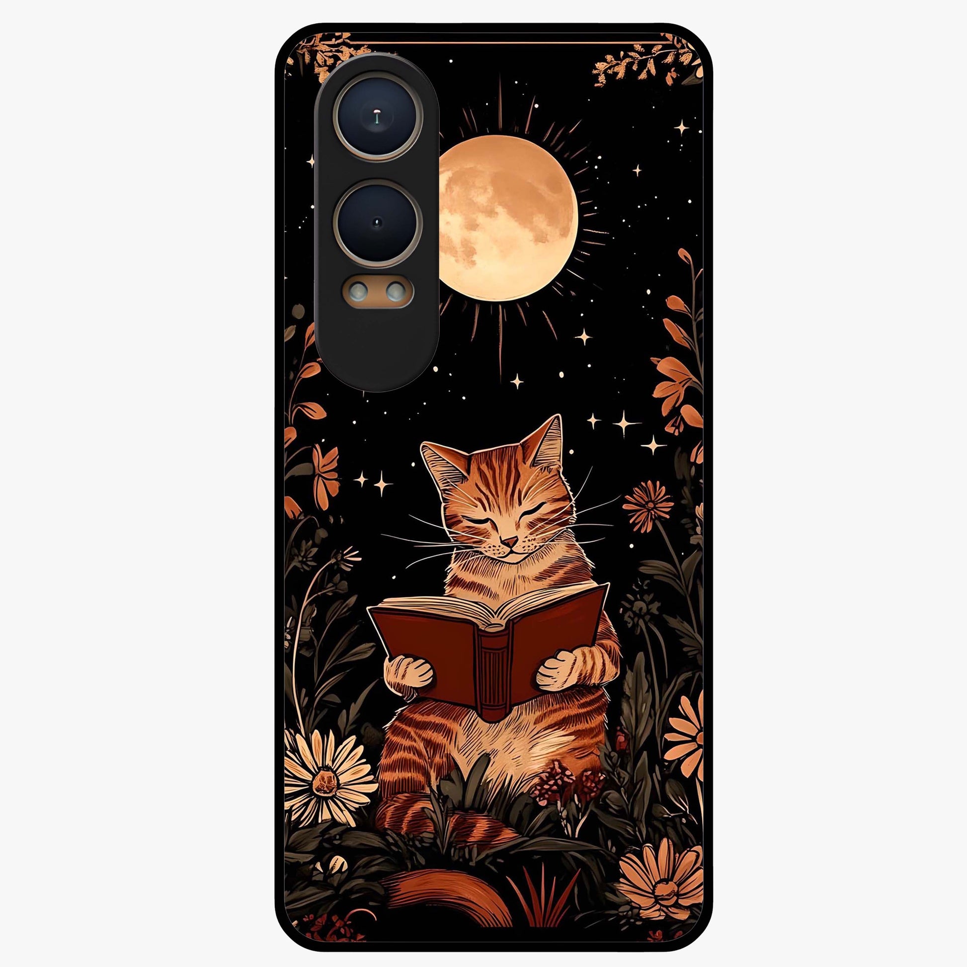 Magical Cat Chronicle Glass Case for 1+Nord CE 4 Lite stylish front view featuring bold modern artistic artwork
