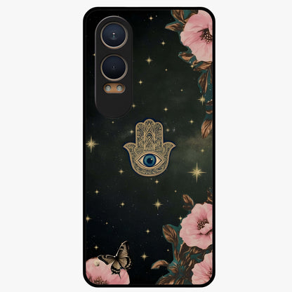 Mystic Bloom Protection Glass Case for 1+Nord Ce 4 Lite artistic front view featuring floral artwork with protective mystic elements