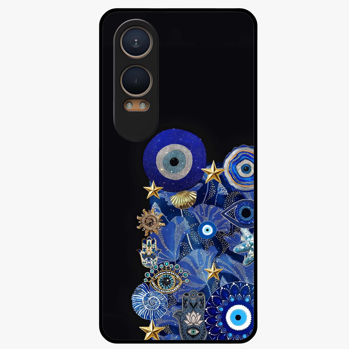 Mystic Ocean Eye Glass Case for 1+Nord Ce 4 Lite vibrant front view featuring ocean inspired eye artwork in blue tones