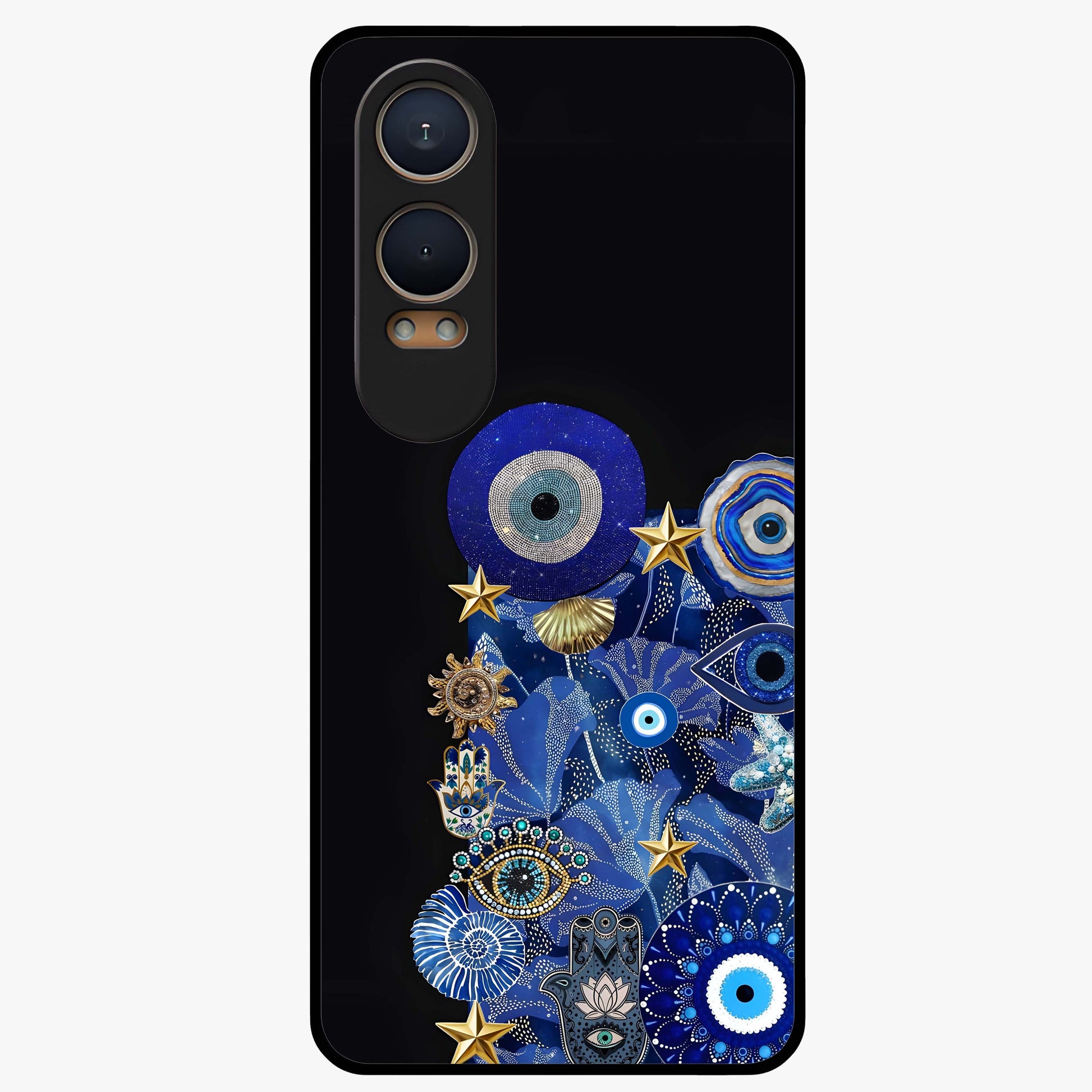 Mystic Ocean Eye Glass Case for 1+Nord Ce 4 Lite vibrant front view featuring ocean inspired eye artwork in blue tones