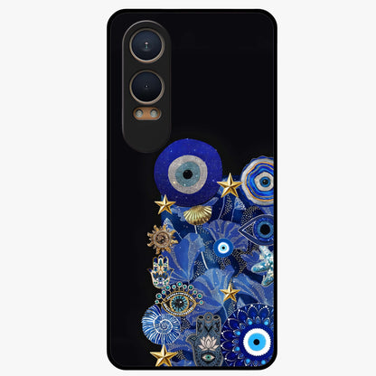 Mystic Ocean Eye Glass Case for 1+Nord Ce 4 Lite vibrant front view featuring ocean inspired eye artwork in blue tones