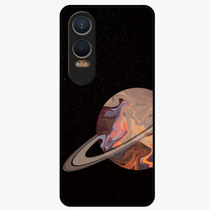 Mystic Saturn Aesthetic Glass Case for 1+Nord Ce 4 Lite celestial front view featuring Saturn inspired cosmic artwork