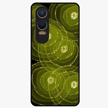 Neon Orbit Bloom Marble Glass Case for 1+Nord CE 4 Lite artistic front view featuring marble texture with neon orbit accents