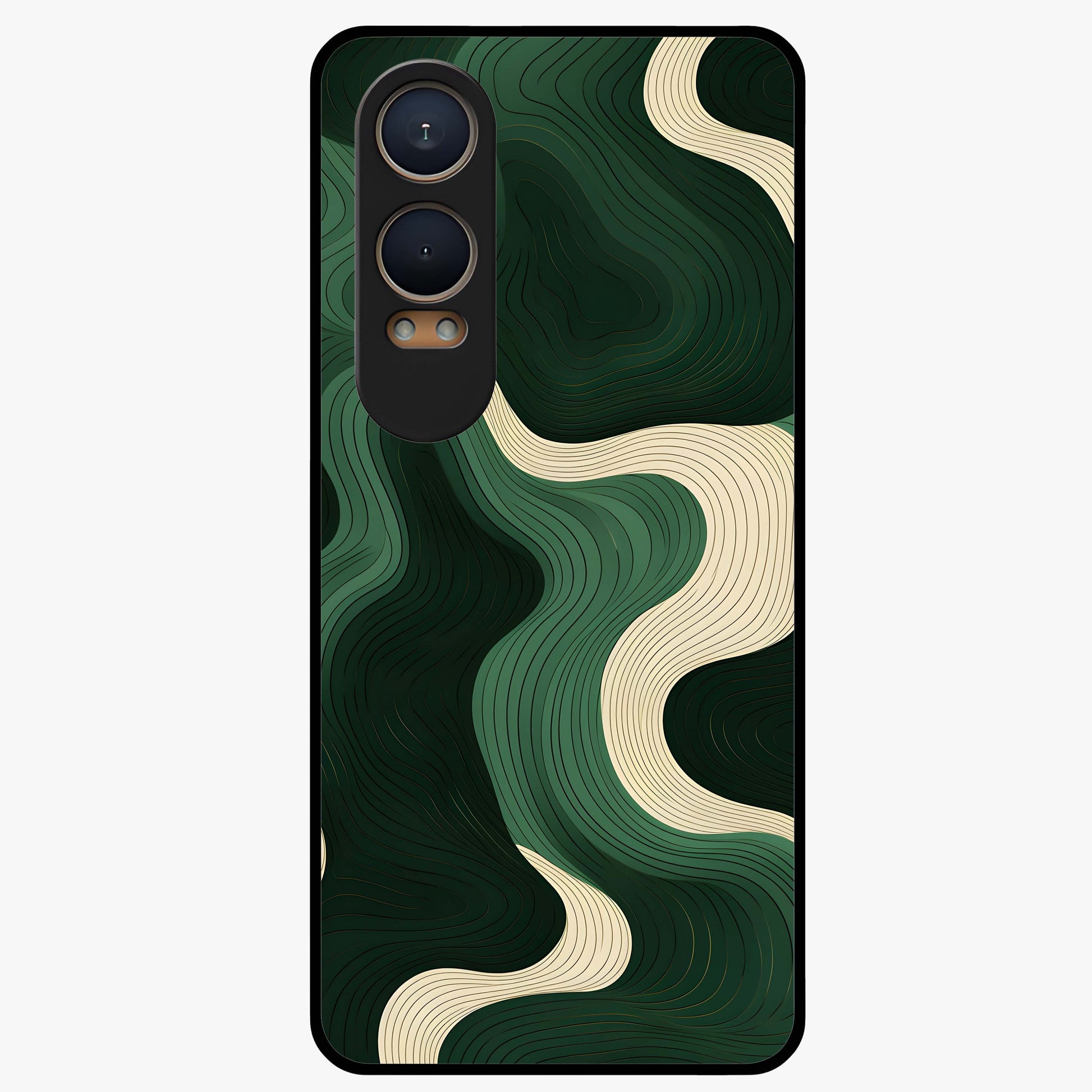 Organic Swirl Design Glass Case for 1+Nord Ce 4 Lite modern front view featuring flowing abstract swirl artwork