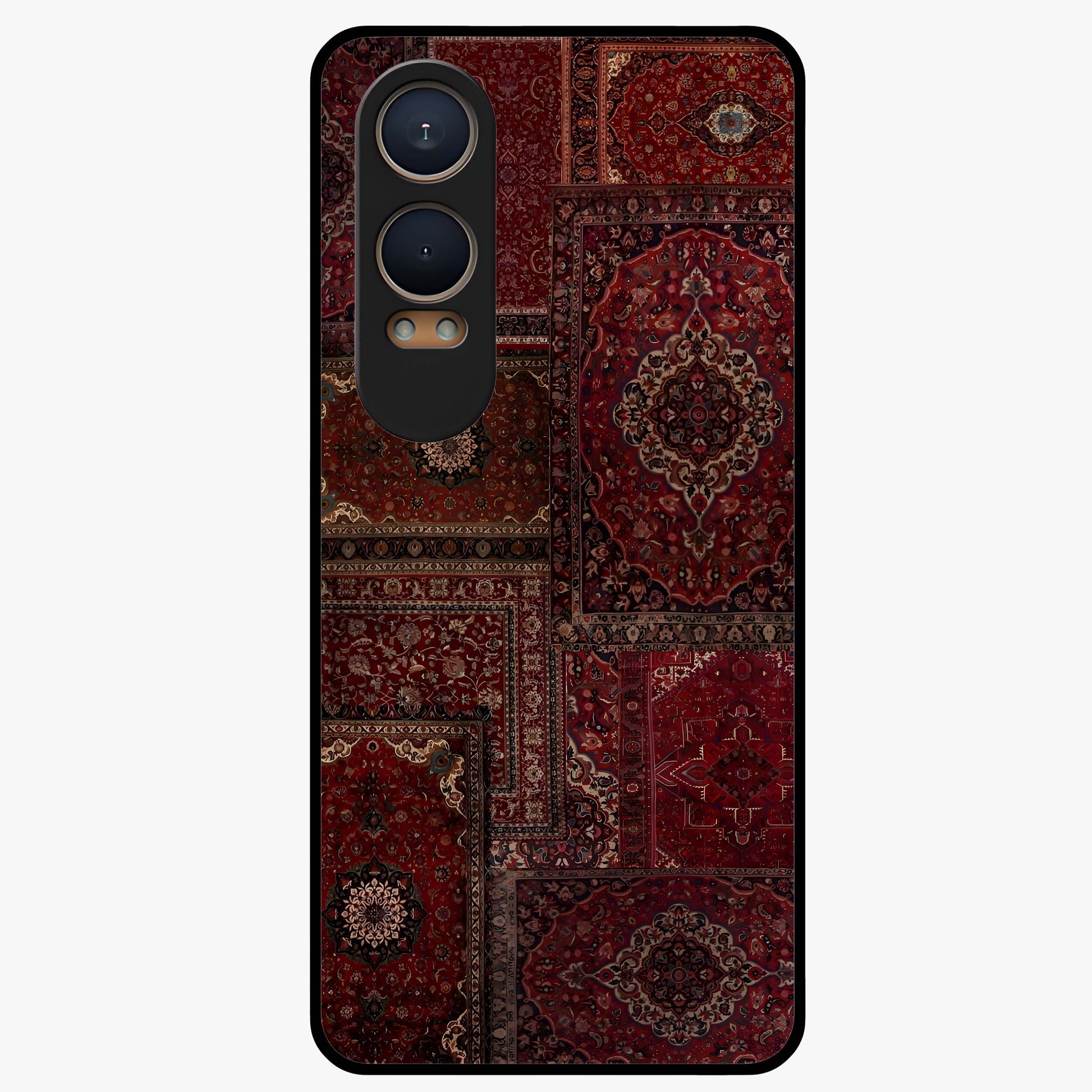 Persian Velvet Tale Glass Case for 1+Nord CE 4 Lite luxurious front view featuring velvet inspired Persian pattern artwork