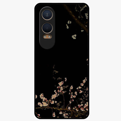 Petal Moon Light With Custom Name Glass Case for 1+Nord CE 4 Lite graceful front view featuring floral artwork under moonlight with personalized name design