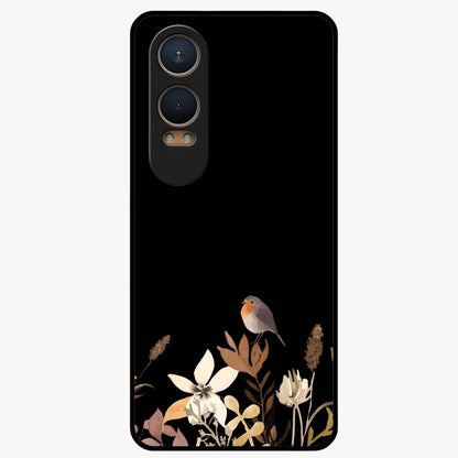 Quiet Garden Tune Glass Case for 1+Nord Ce 4 Lite serene front view featuring peaceful floral garden artwork