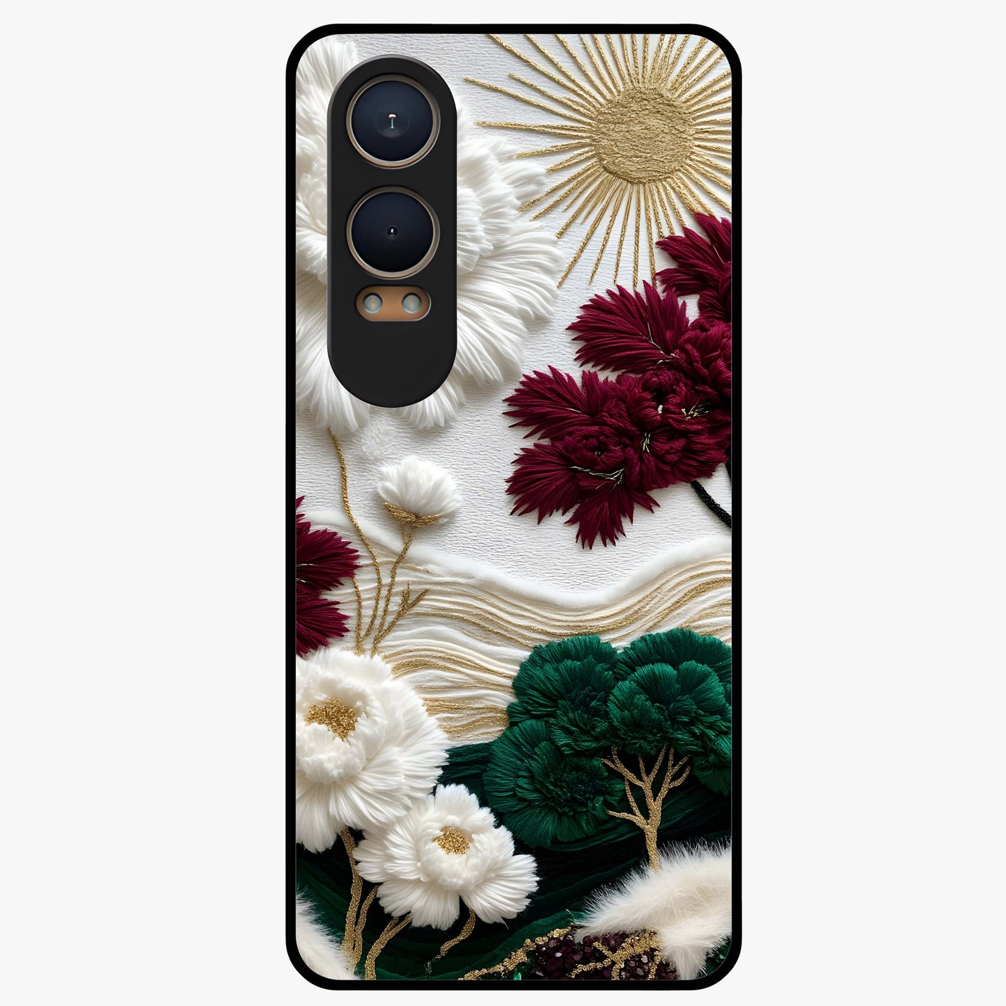 Radiant Bloom Elegance Glass Case for 1+Nord CE 4 Lite elegant front view featuring luminous floral artwork