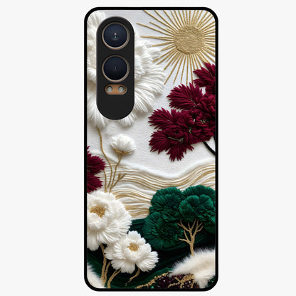 Radiant Bloom Elegance Glass Case for 1+Nord CE 4 Lite elegant front view featuring luminous floral artwork