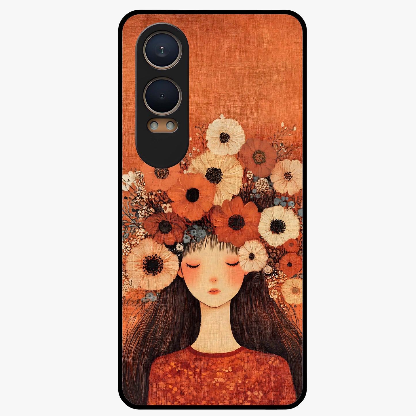 Radiant Flower Thoughts Glass Case for 1+Nord CE 4 Lite soft front view featuring delicate floral artwork with artistic vibe