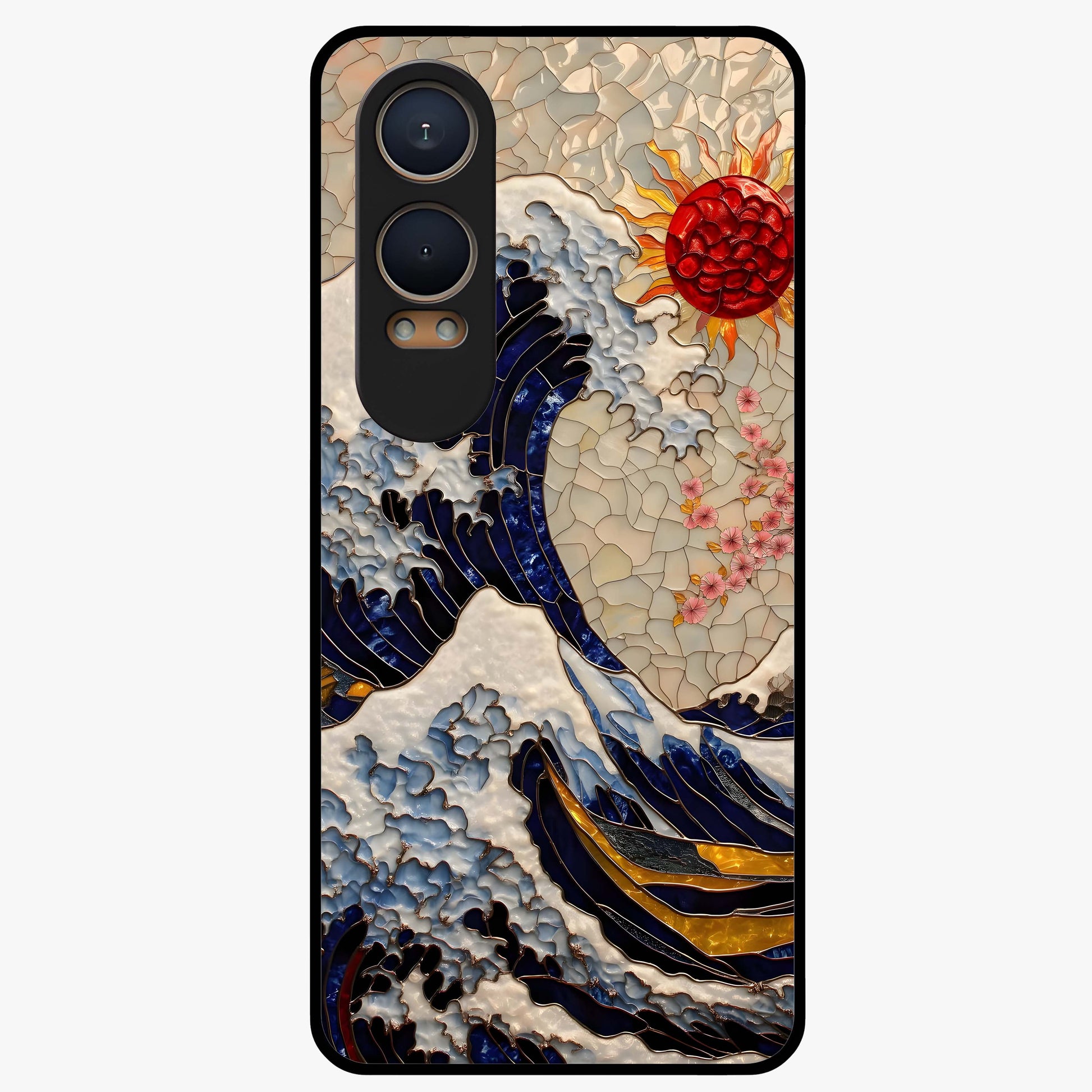Rising Wave Glory Glass Case for 1+Nord CE 4 Lite dynamic front view featuring powerful wave inspired artwork