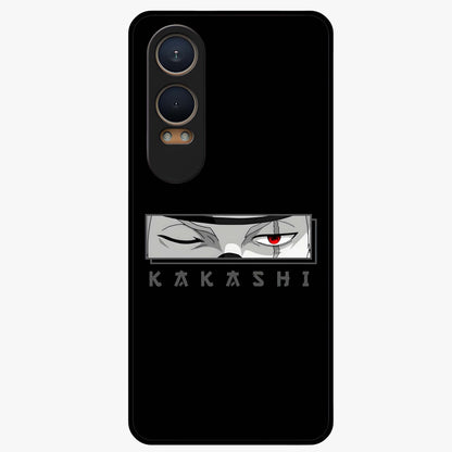 Scarlet Ninja Gaze Glass Case for 1+Nord Ce 4 Lite striking front view featuring ninja inspired artwork in crimson tones