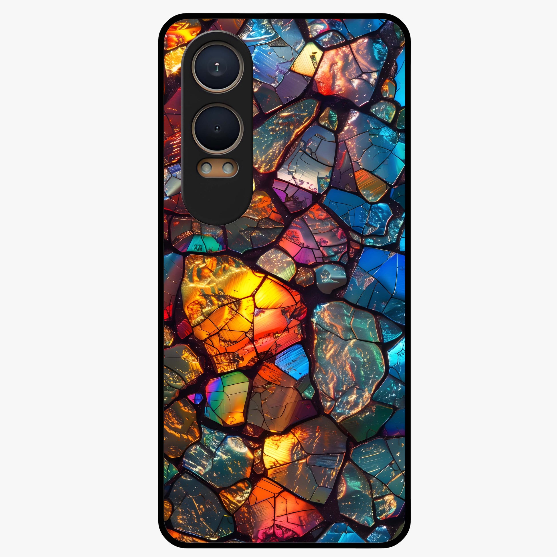 Shattered Light Glass Case for 1+Nord CE 4 Lite artistic front view featuring abstract broken light inspired artwork