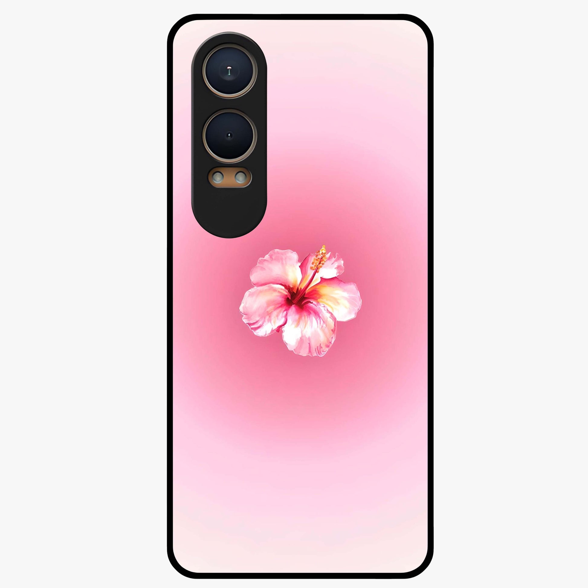 Soft Petal Serenity Glass Case for 1+Nord CE 4 Lite elegant front view featuring gentle floral artwork in muted tones