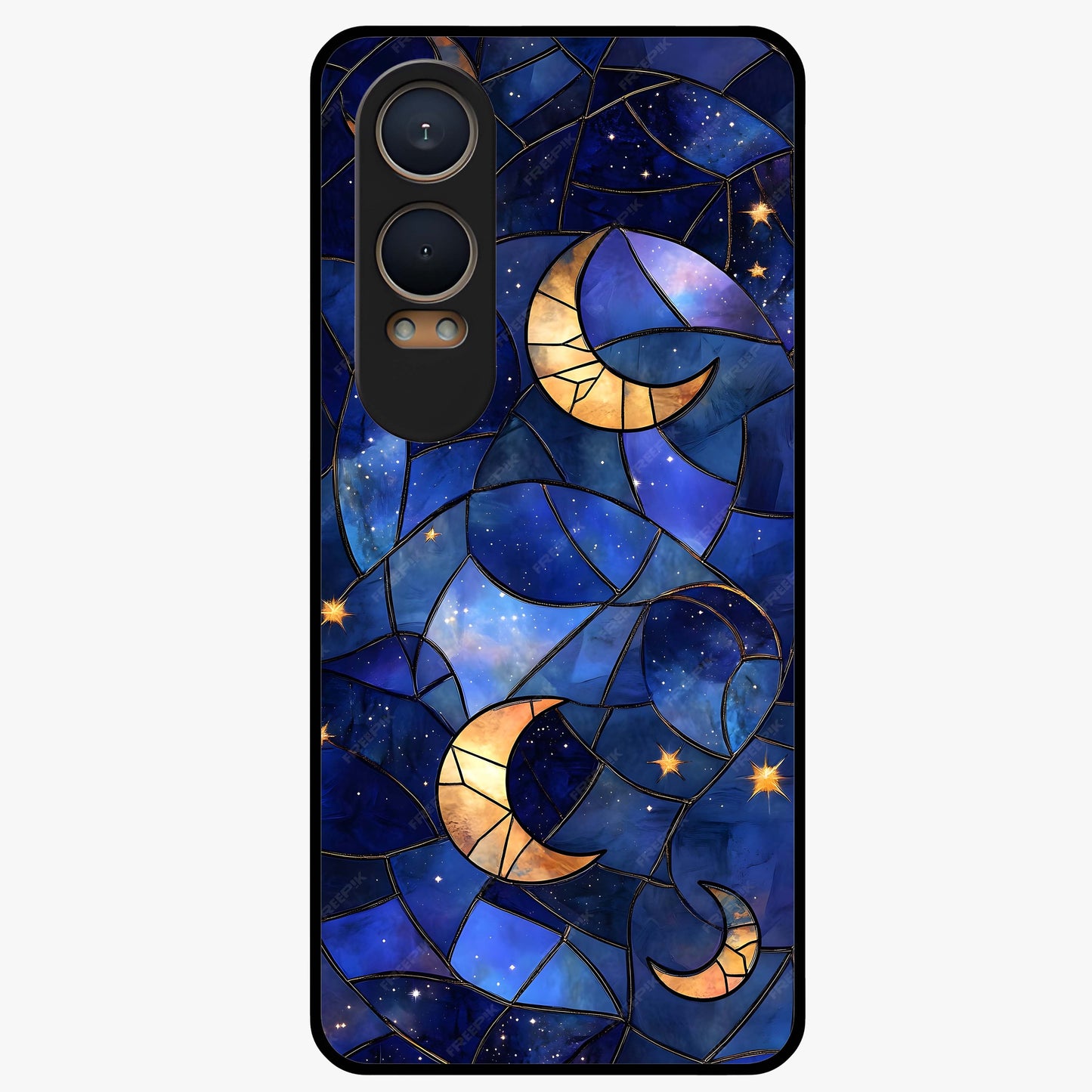 Starlit Sky Tapestry Glass Case for 1+Nord CE 4 Lite elegant front view featuring starry sky artwork in tapestry style