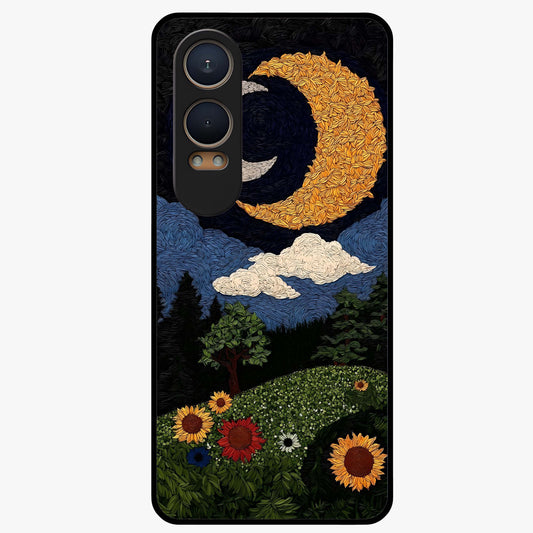 Sun and Moon Magic Design Glass Case for 1+Nord Ce 4 Lite artistic front view featuring symbolic sun and moon artwork