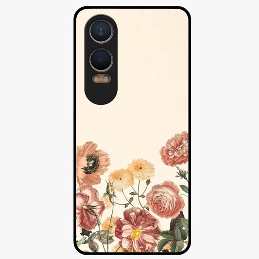 Timeless Garden Romance Glass Case for 1+Nord Ce 4 Lite elegant front view featuring classic floral garden artwork