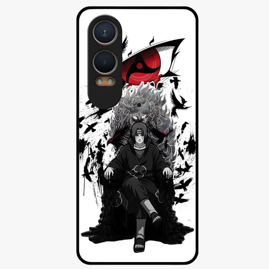 Uchiha Shadow Throne Glass Case for 1+Nord Ce 4 Lite intense front view featuring dark anime inspired throne artwork