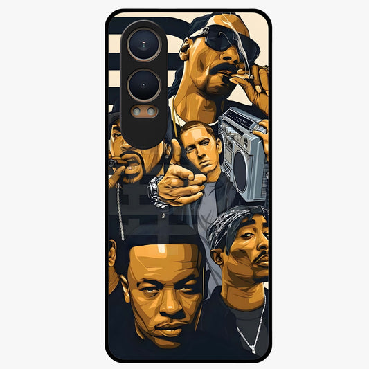 Urban Rap Legends Glass Case for 1+Nord Ce 4 Lite bold front view featuring street inspired music artwork