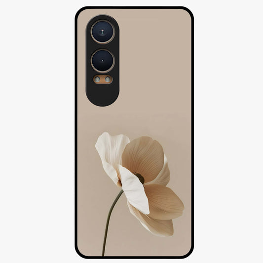 Whispering Petals Glass Case for 1+Nord Ce 4 Lite graceful front view featuring subtle floral artwork with airy vibe