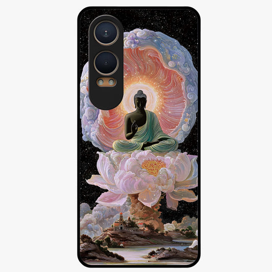 Zen Lotus Realm Glass Case for 1+Nord Ce 4 Lite peaceful front view featuring lotus artwork with calm spiritual tones