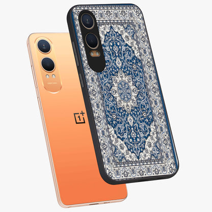 Blue Palace Dream Glass Case for 1+Nord CE 4 Lite angled mockup showcasing glossy finish and luxurious architectural detailing