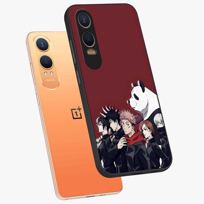 Crimson Crow Judgment Glass Case for 1+Nord CE 4 Lite angled mockup showcasing glossy finish and intense dark aesthetic