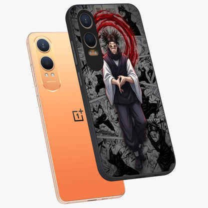 Cursed Ritual Ascension Glass Case for 1+Nord CE 4 Lite angled mockup showcasing glossy finish and intense gothic detailing