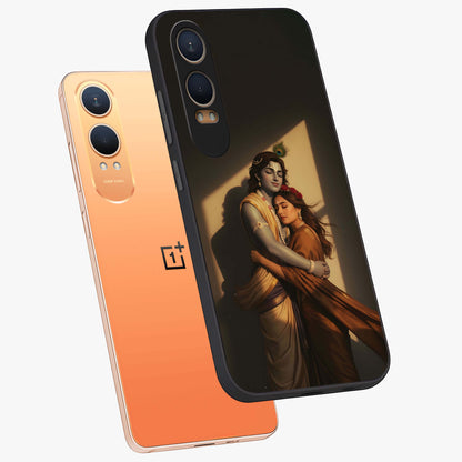 Divine Eternal Love Glass Case for 1+Nord CE 4 Lite angled mockup showcasing glossy glass finish and graceful detailing
