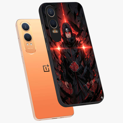 Focused Blade Discipline Glass Case for 1+Nord CE 4 Lite angled mockup showcasing glossy finish and intense warrior detailing