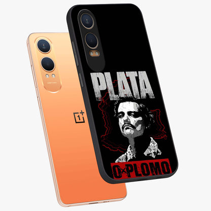Notorious Crime Empire Glass Case for 1+Nord CE 4 Lite angled mockup showcasing glossy finish and dark urban tones