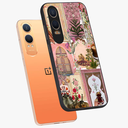 Royal Pink Legacy Glass Case for 1+Nord Ce 4 Lite angled mockup showcasing glossy finish and refined pastel tones