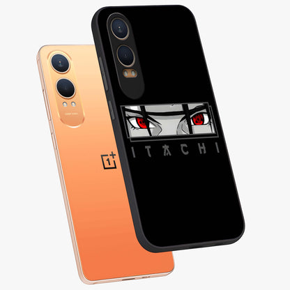 Scarlet Gaze Dominance Glass Case for 1+Nord Ce 4 Lite angled mockup showcasing glossy finish and bold scarlet tones