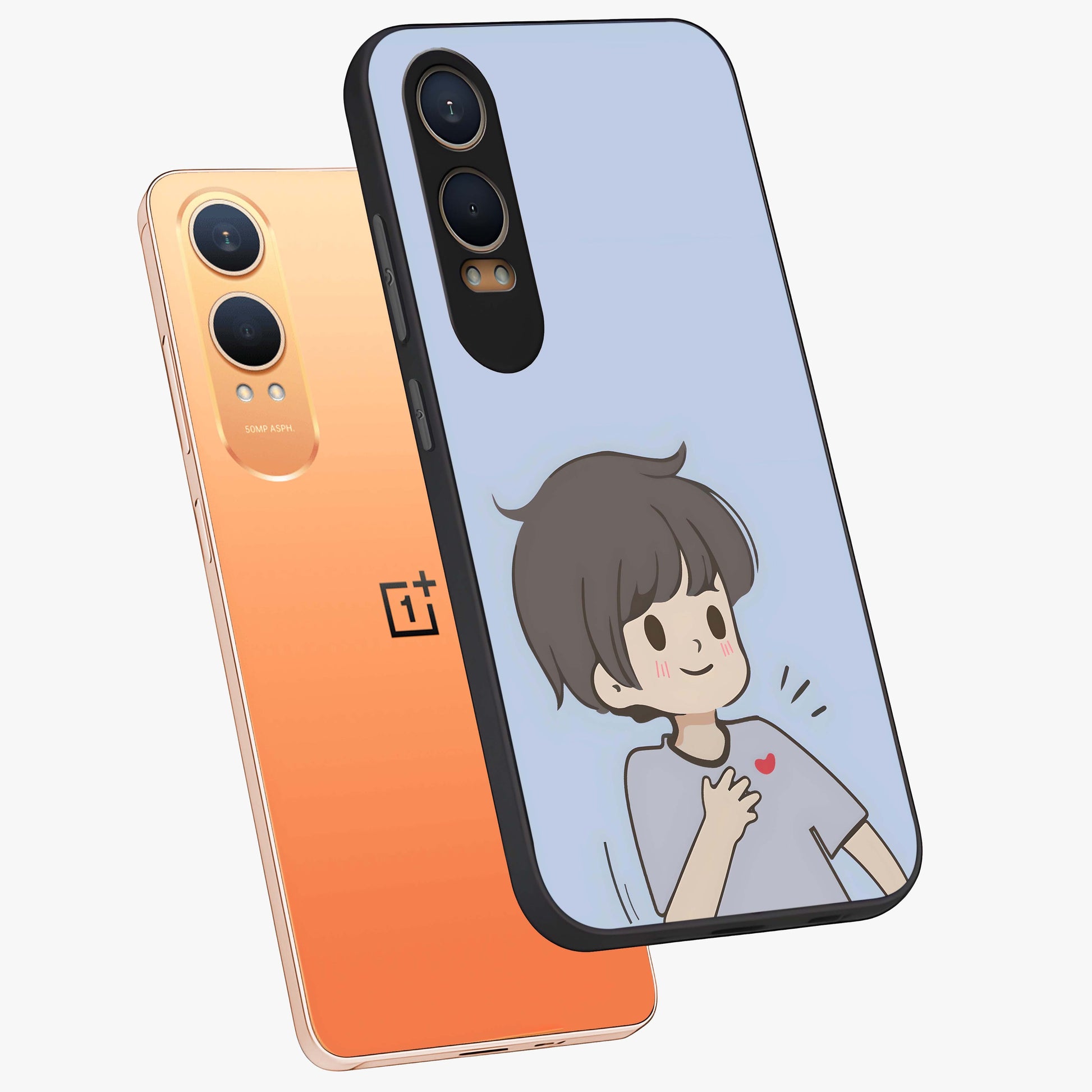 Sending You Love Glass Case for 1+Nord Ce 4 Lite angled mockup showcasing glossy finish and soft romantic tones