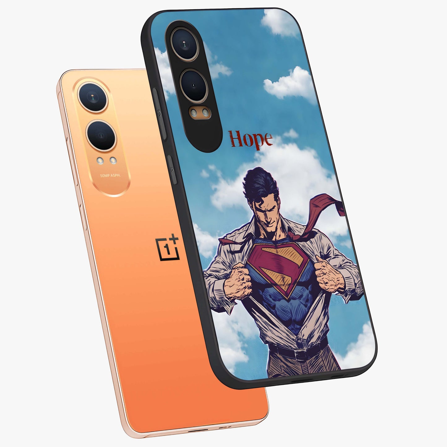 Symbol of Hope Glass Case for 1+Nord Ce 4 Lite angled mockup showcasing glossy finish and uplifting design tones