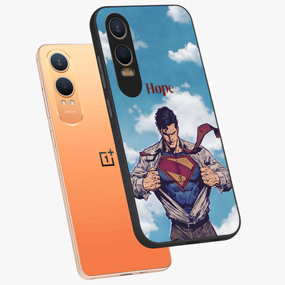 Symbol of Hope Glass Case for 1+Nord Ce 4 Lite angled mockup showcasing glossy finish and uplifting design tones