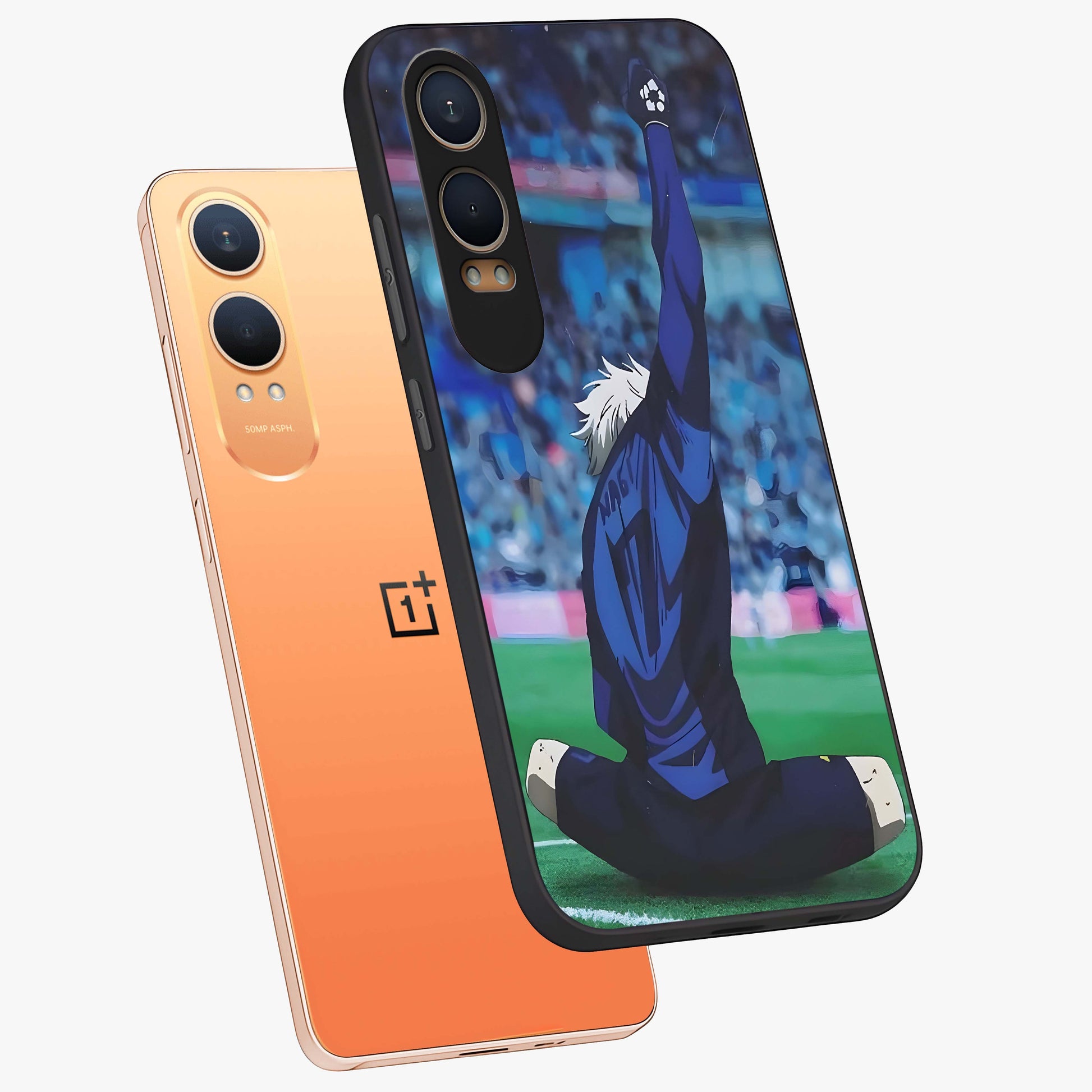 Victory Silence Anthem Glass Case for 1+Nord Ce 4 Lite angled mockup showcasing glossy finish and strong dramatic tones