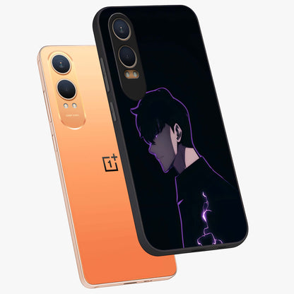 Void Lightning Phantom Glass Case for 1+Nord Ce 4 Lite angled mockup showcasing glossy finish and high contrast detailing