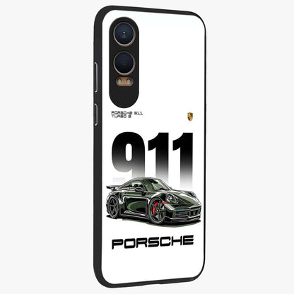 911 Turbo Dominance Glass Case for 1+Nord Ce 4 Lite stylish side perspective highlighting sleek edges and high detail sports car illustration