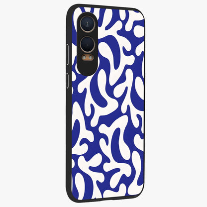 Abstract Coral Waves Glass Case for 1+Nord CE 4 Lite side perspective highlighting dynamic wave patterns and premium build