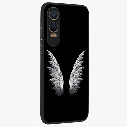 Angel Wing Grace Glass Case for 1+Nord CE 4 Lite side perspective highlighting delicate wing illustration details