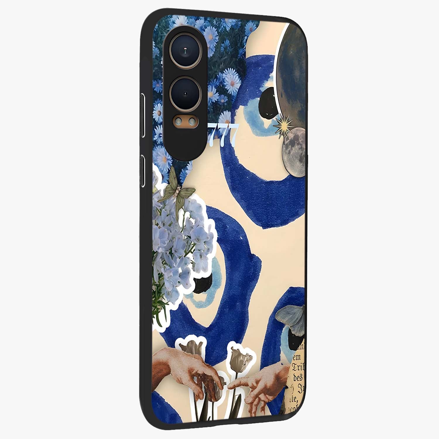 Blue Evil Divine Glass Case for 1+Nord CE 4 Lite side perspective highlighting protective charm detailing and smooth premium edges
