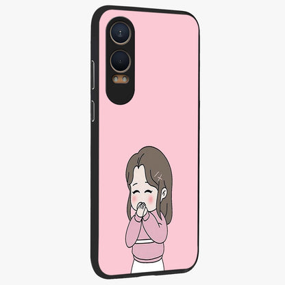 Blushing Love Moment Glass Case for 1+Nord CE 4 Lite side perspective highlighting delicate detailing and premium edges