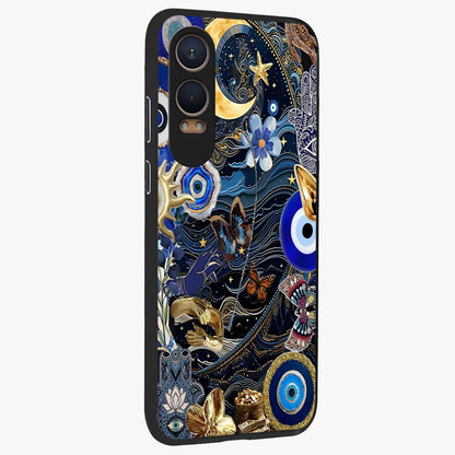 Celestial Blessing Shield Glass Case for 1+Nord CE 4 Lite side perspective highlighting intricate blessing shield details